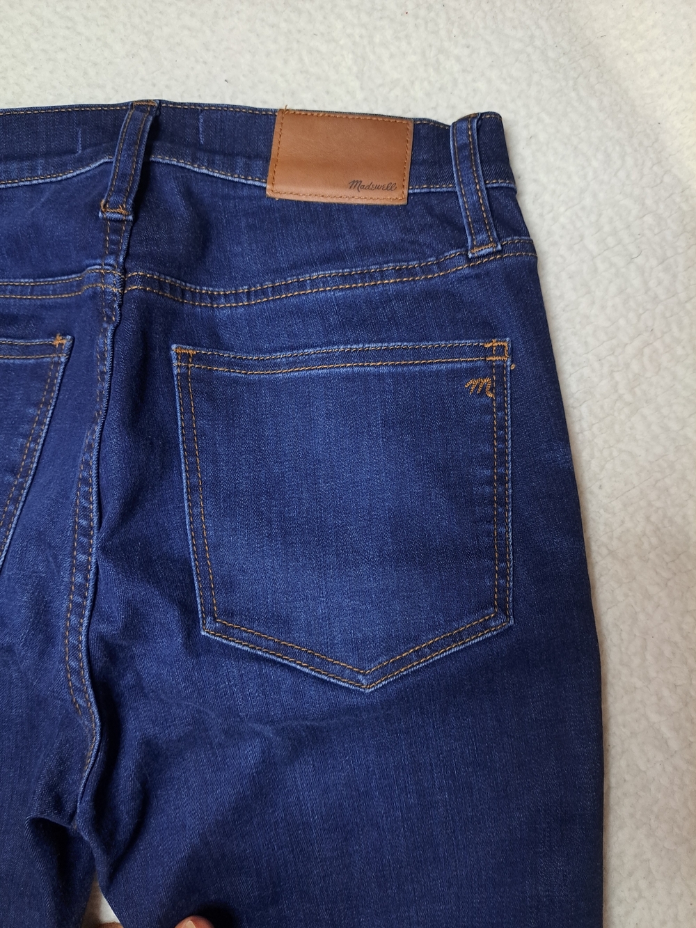 Madewell Indigo Blue Skinny Jeans with Leather Waist Patch